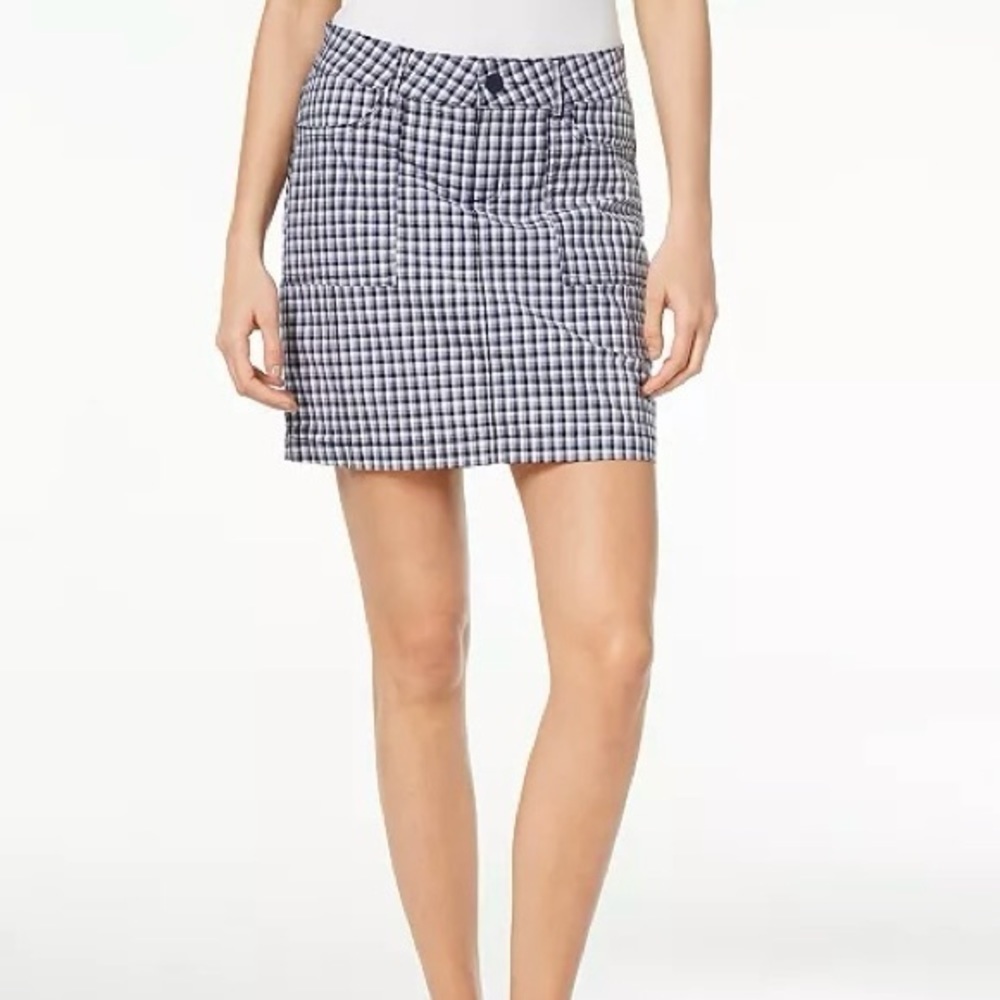 Lee Straight Fit Alyssa Mid-Rise Gingham Print Skort, Size 6 Medium‎